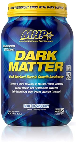 Amazon.com: MHP Dark Matter Post Workout, Recovery Accelerator, w/Multi Phase Creatine, Waxy Maize Carbohydrate, 6g EAAs, Blue Raspberry, 20 Servings, 55.04 oz: Health &amp; Personal Care
